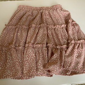 SHEIN PINK FLOWY TIERED SKIRT
